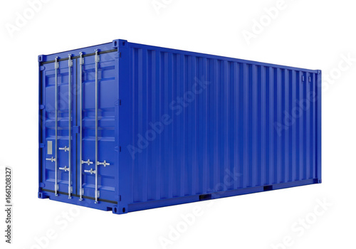 Blue shipping container isolated on transparent background
