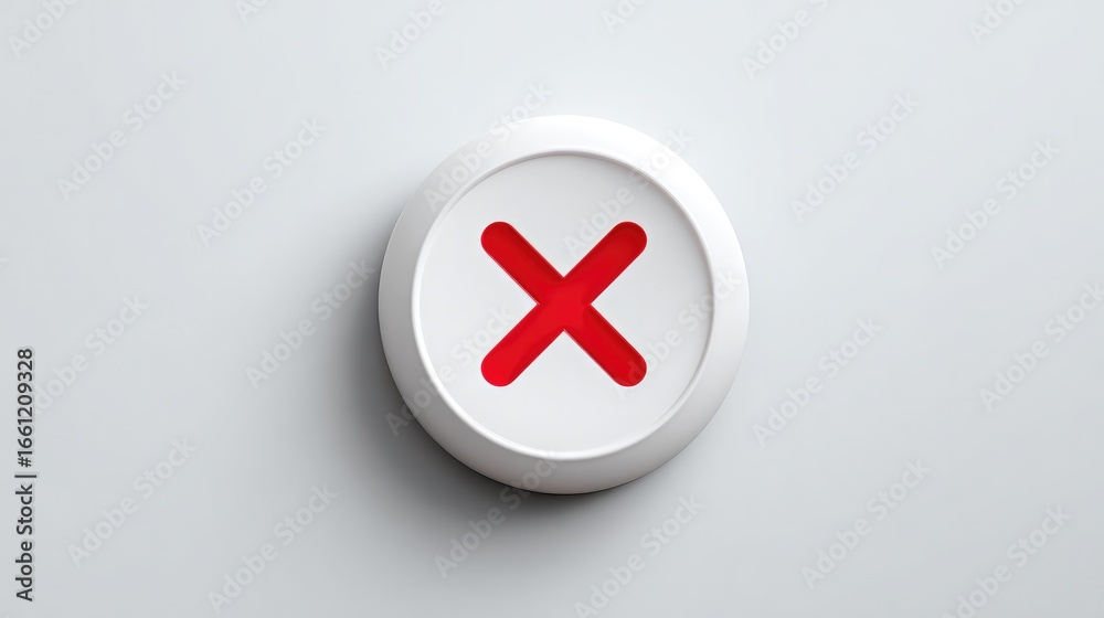 Obraz premium A red diagonal cross icon design with a pure white background conveys error, cancellation, close or prohibition