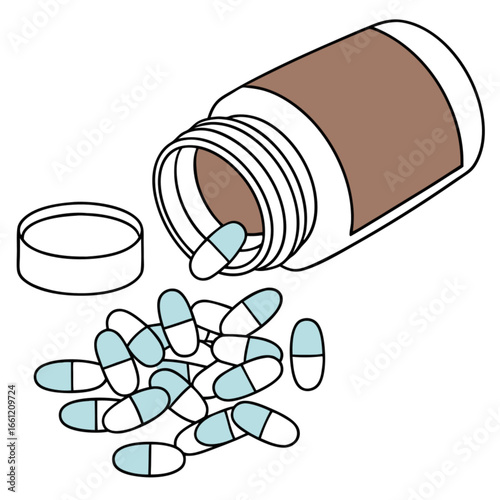 Spilled Capsules of Medication Representing Healthcare and Pharmaceutical Industry
