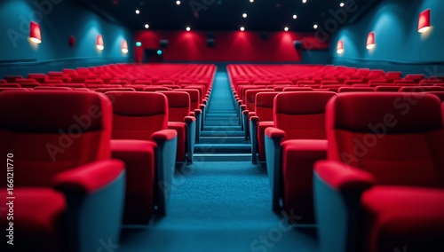 Empty Red Seating in a Modern Cinema During a Quiet Afternoon Showing