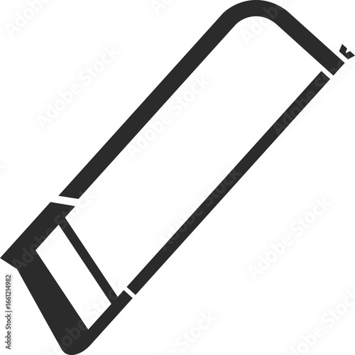 hacksaw icon work tool in dark grey flat color block vector illustration and clear background