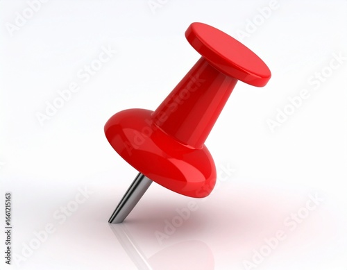 Plakat Red Push Pin on White Background