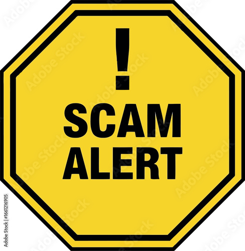 Scam alert warning sign internet security risk danger warning vector