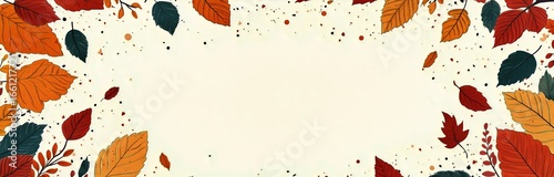 Colorful Autumn Leaves Create a Vibrant Border Design Perfect for Seasonal De...
