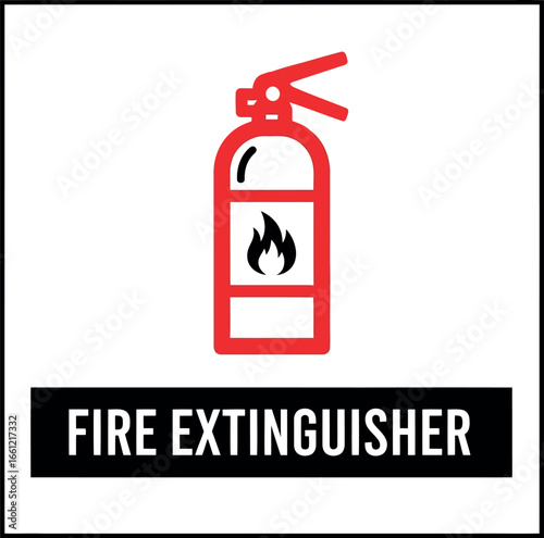 Red fire extinguisher symbol safety equipment icon illustration vector