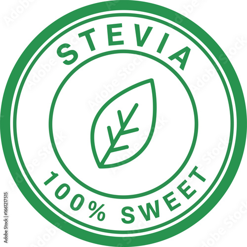 Stevia 100% sweet natural sweetener leaf logo emblem vector