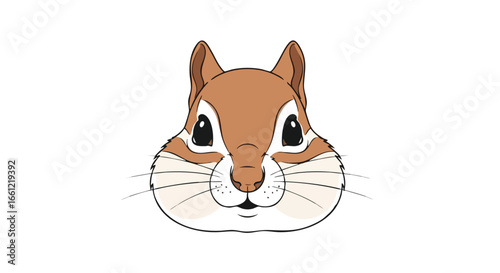 A charming cartoon illustration of a cute chipmunk's head with its cheeks stuffed full, isolated on a white background.