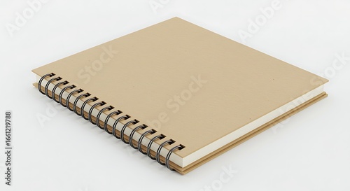 Close-Up of a Spiral Notebook with Kraft Paper Cover on White Surface