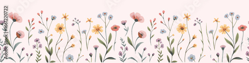 Set of watercolor Flower and green leaves