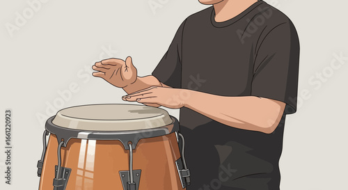 Captivating conga playing illustration showcasing rhythmic musical expression