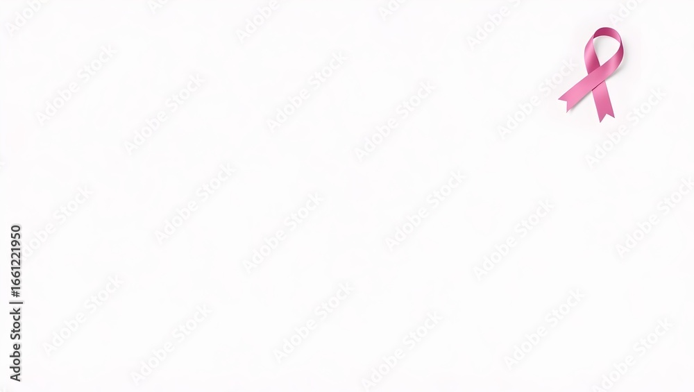 Fototapeta premium 4K minimal background with single pink ribbon top right clean center and bottom copy space