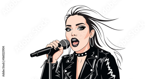 Energetic Female Vocalist Belting Out a Tune with Attitude and Style
