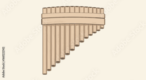 Illustration of a classical pan flute instrument isolated on background