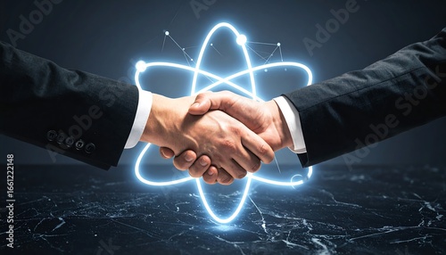 Business partnership atom symbol