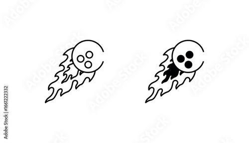 Flaming Bowling Ball icon design with white background stock illustration