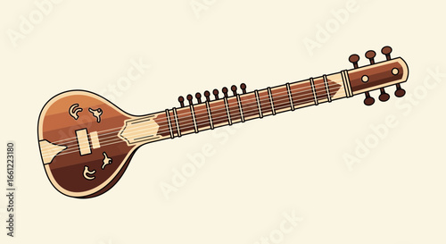 A beautifully crafted sitar illustration, evoking the spirit of Indian music