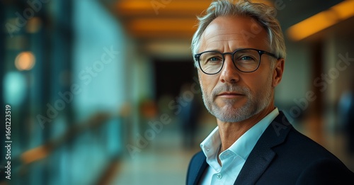 Business Professional in Modern Office Setting Engages in Important Meeting a...