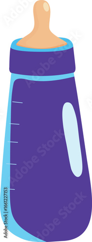 "Purple Baby Bottle with Measurement Markings and Beige Nipple Top"