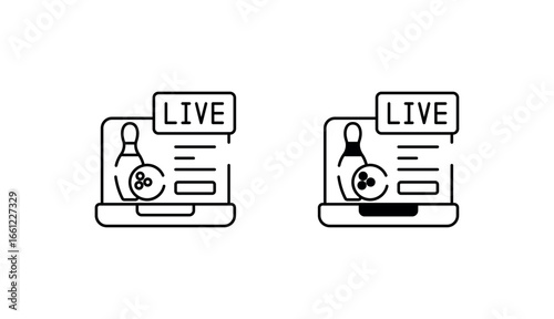 Bowling Live Match icon design with white background stock illustration