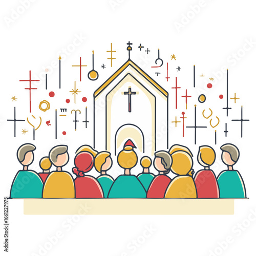 mass, christmas, festival, religion, vector, transparent background, church, winter, chapel, culture, faith, people, god, nativity, religious, season, celebration, xmas, december