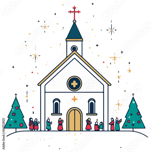 mass, christmas, festival, religion, vector, transparent background, church, winter, chapel, culture, faith, people, god, nativity, religious, season, celebration, xmas, december