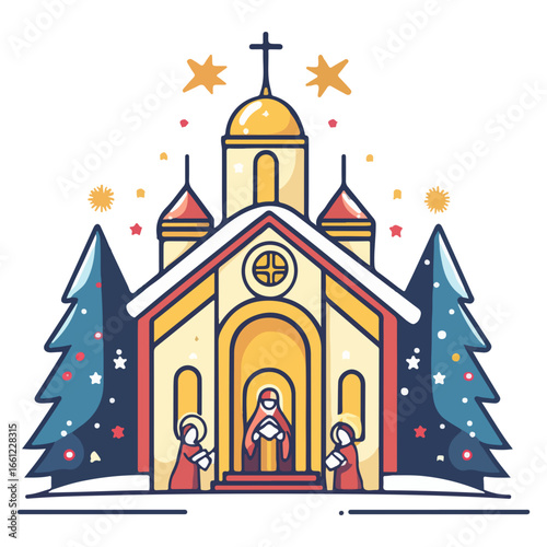 mass, christmas, festival, religion, vector, transparent background, church, winter, chapel, culture, faith, people, god, nativity, religious, season, celebration, xmas, december