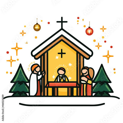 mass, christmas, festival, religion, vector, transparent background, church, winter, chapel, culture, faith, people, god, nativity, religious, season, celebration, xmas, december
