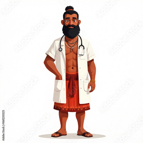 A cartoon illustration of a doctor who appears to be an Indigenous Australian man.