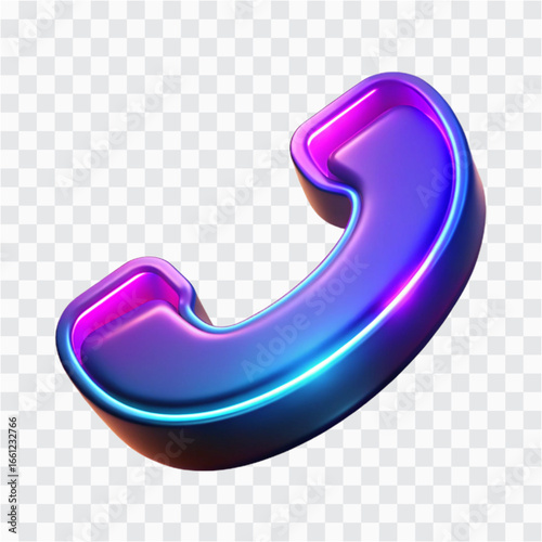 3D Neon Glow Call Icon | Phone, Communication & Digital Contact Symbol