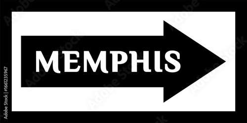 'MEMPHIS' street sign, city center. Arrow and banner with the name of the city. City arrow banner, downtown, road sign. Sign with the name of the capital city of the United States.