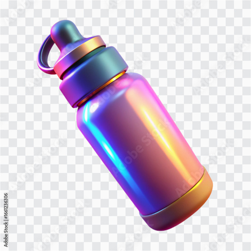 3D Neon Glow Water Bottle Icon | Hydration, Fitness & Sports Gear Symbol