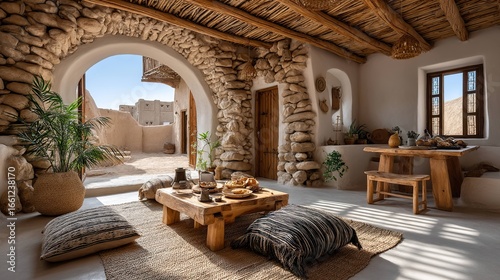 Rustic stone wall interior design