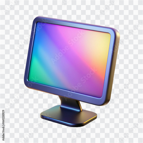 3D Monitor with RGB Lights Icon | Gaming Setup, Technology & Computer Gea