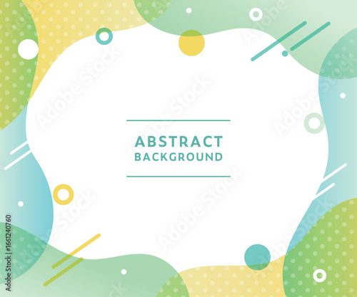曲線・波線と水玉模様の抽象的な背景フレームのイラスト　ポップ　デザイン　アブストラクト　素材　枠