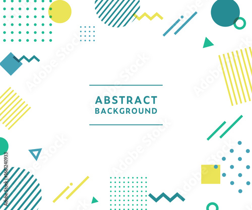 メンフィス柄・幾何学模様・抽象的な背景フレームのイラストセット　ポップ　デザイン　アブストラクト