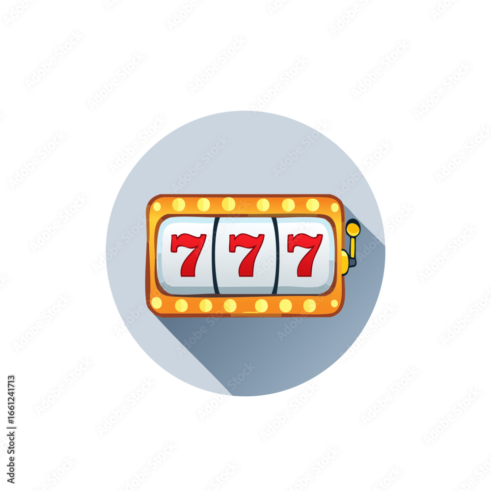 Fototapeta premium Minimal flat vector icon of a slot machine with triple sevens
