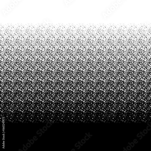 Halftone gradient pattern with black and white dots creating a textured transition from white to black. Abstract dotted design suitable for print, retro themes, and modern art projects.