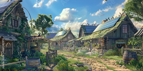 Sustainable Eco Village with Solar-Powered Homes