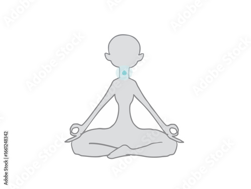 The fifth chakra and silhouette of a person in a meditation pose