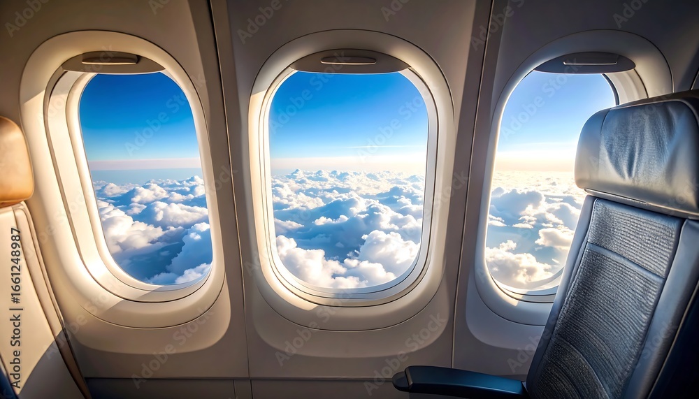 Obraz premium Airplane window view cloudy sky