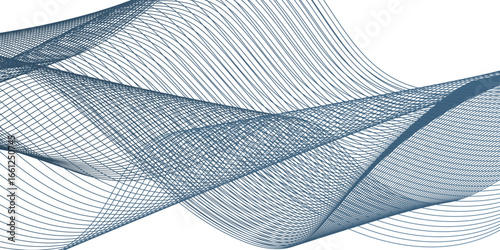 Abstract curved futuristic hi technology, Abstract wave lines on transparent background. 