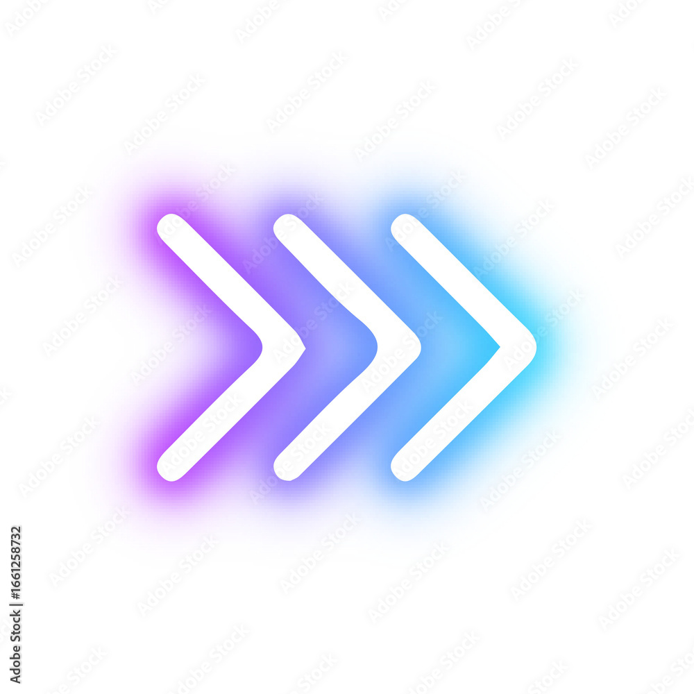 Obraz premium Glowing Neon Arrows Pointing Forward.