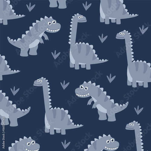 dinosaur seamless  pattern cartoon vector fullprint fabric design for kids apparel