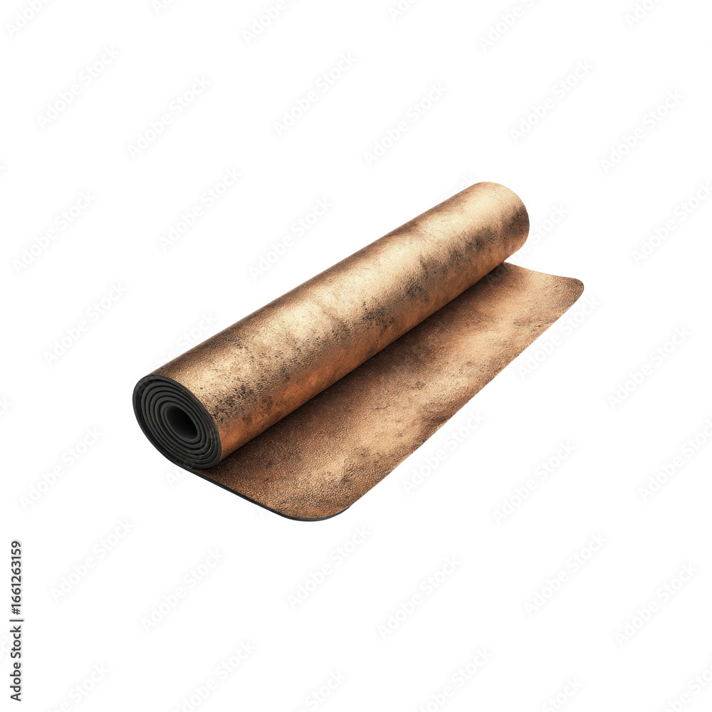 Rolled Copper-toned Yoga Mat with Textured Surface Rolled Copper-toned Yoga Mat with Textured Surface