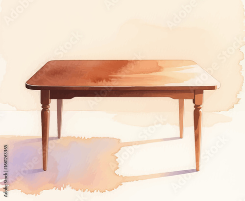 "Minimalist Wooden Table in Soft Morning Light"