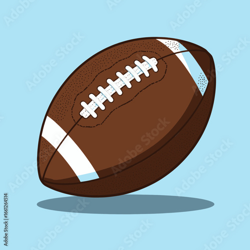Brown Football on Light Blue Background