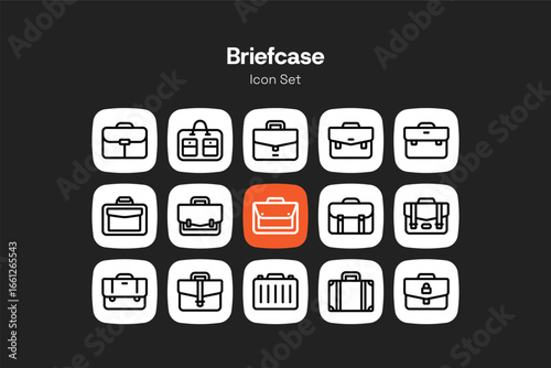 Briefcase outline icon design set