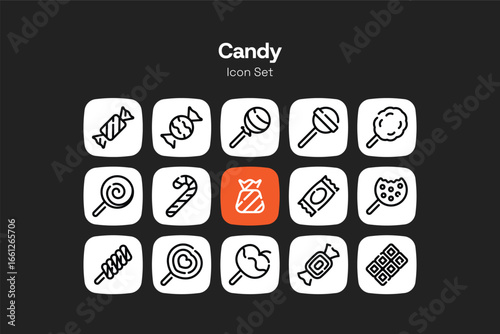 Candy outline icon design set