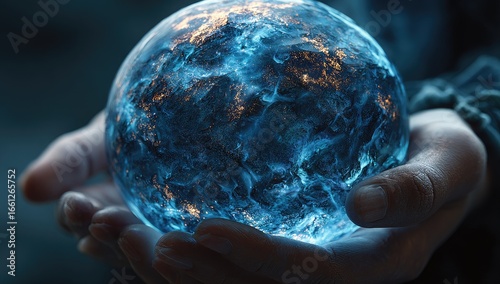 A glowing Earth held in cupped hands
