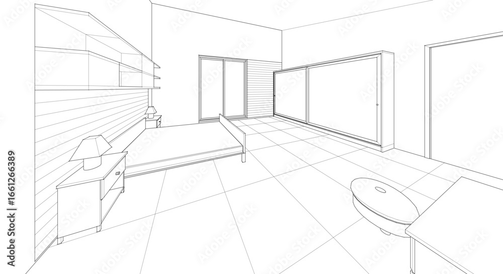 Fototapeta premium bedroom interior 3d illustration concept